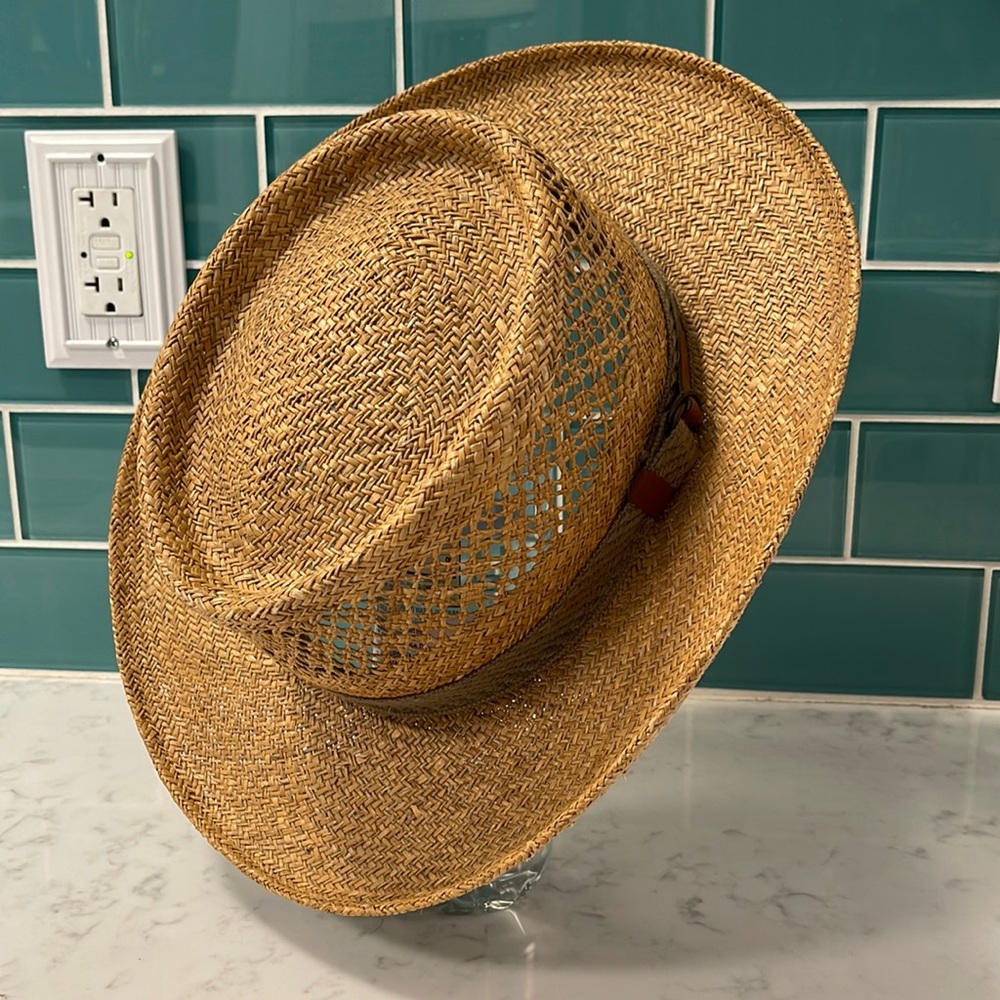 Vintage Pendleton Straw Raffia Hat Large with hat band Made In USA